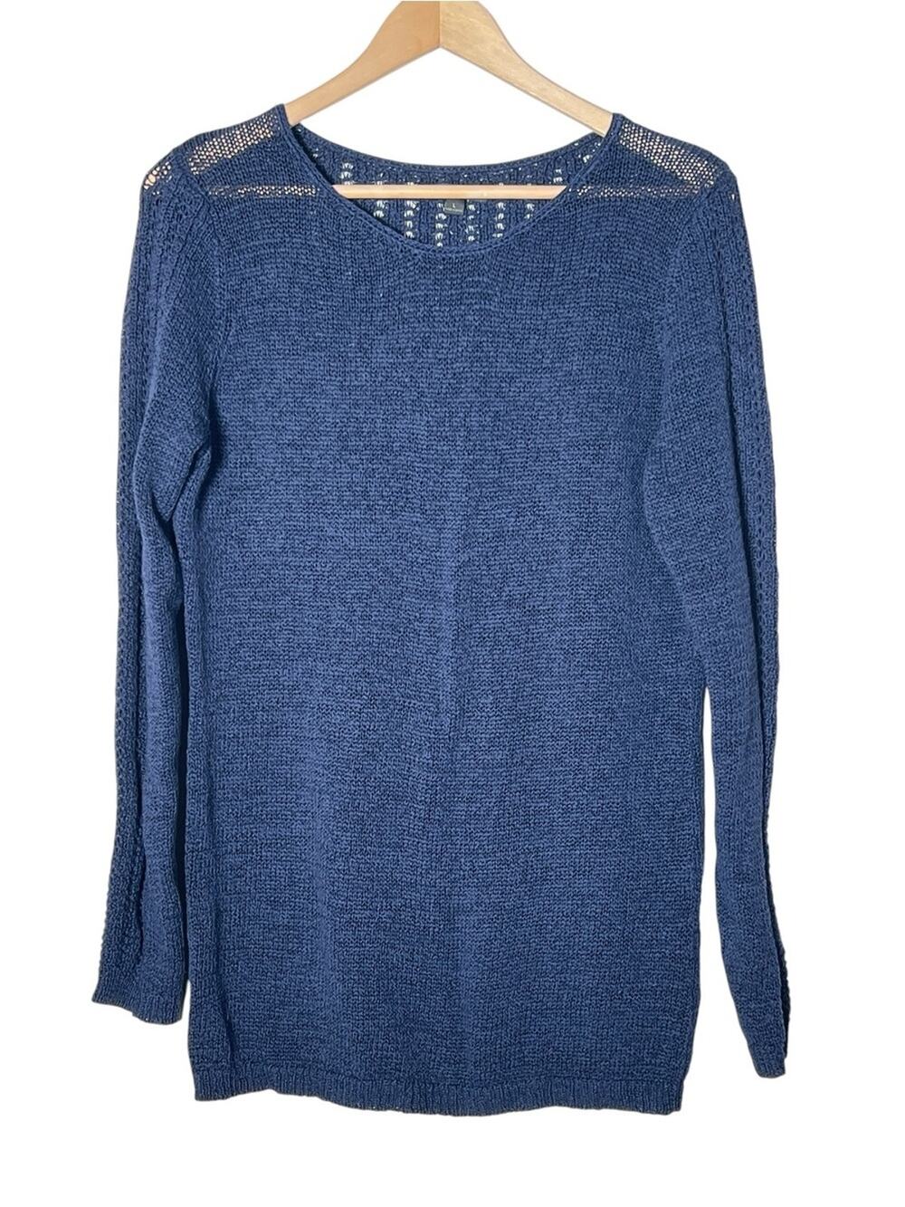 Rachel Zoe Blue Knit Long Sleeve Sweater size large L B86